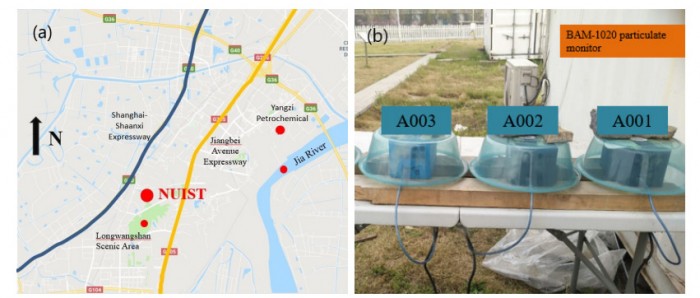 Fig. 2. Field monitoring and the overview of the monitoring station. The monitors are covered with plastic washbasins to as a rudimentary method to prevent direct wind gust from entering the monitor and to protect them from natural elements.